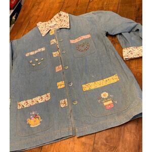 Sz M/L - Vintage 90s Denim & Embroidery Jacket